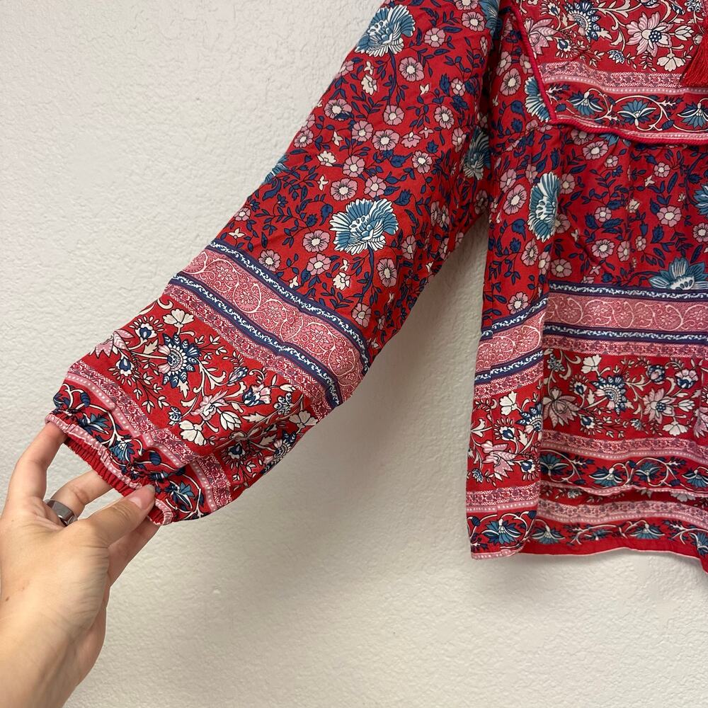 Spell Folk town blouse wine red paisley boho - Picture 6 of 6